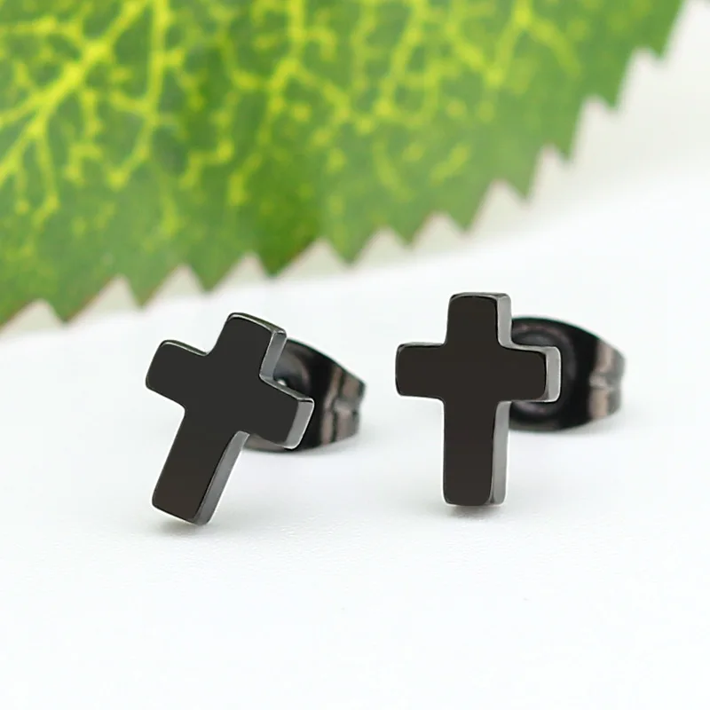 Simple Cross Studded Titanium Steel Stainless Delicate Earrings For Men Women Jewelry Gifts Wholesale Hot Sale | Украшения и