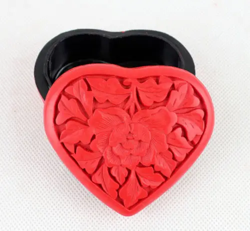 Изысканный Китайский Винтаж ручной работы Резные Лаки Сердце ювелирные изделия