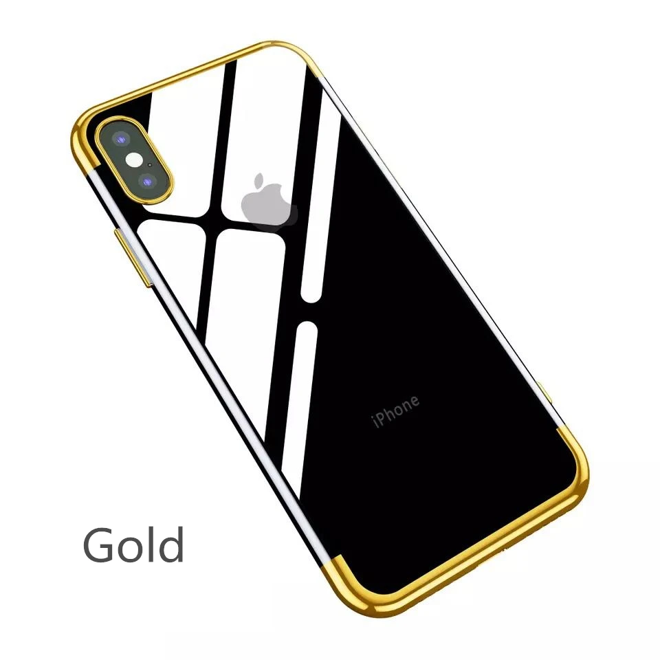 Gold Роскошный прозрачный чехол для iPhone X XS Max XR ультра-тонкий прозрачный Блестящий Мягкий ТПУ чехол для iPhone XS XR задняя крышка - Цвет: Gold