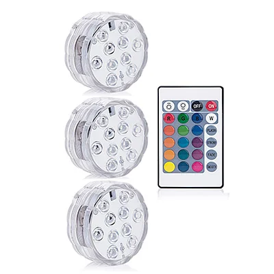 1 controller 3 Lamp 10 Led RGB погружной светильник с дистанционным управлением, на батарейках, подводный Ночной светильник, напольная ваза, чаша, садовые вечерние украшения - Испускаемый цвет: 1 controller 3 Lamp