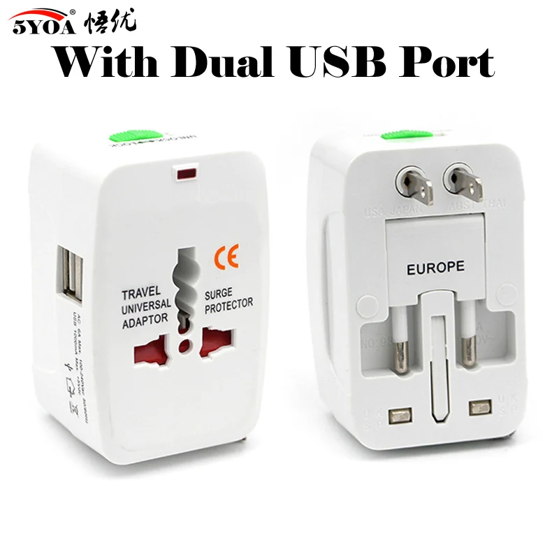 Универсальное настенное зарядное устройство 2 порта USB для зарядки|us adaptor|worldwide