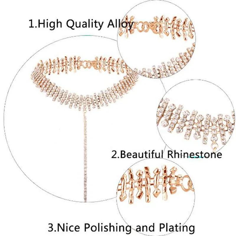 Женское колье-чокер с кристаллами роскошное украшение для невесты цепочка чокер