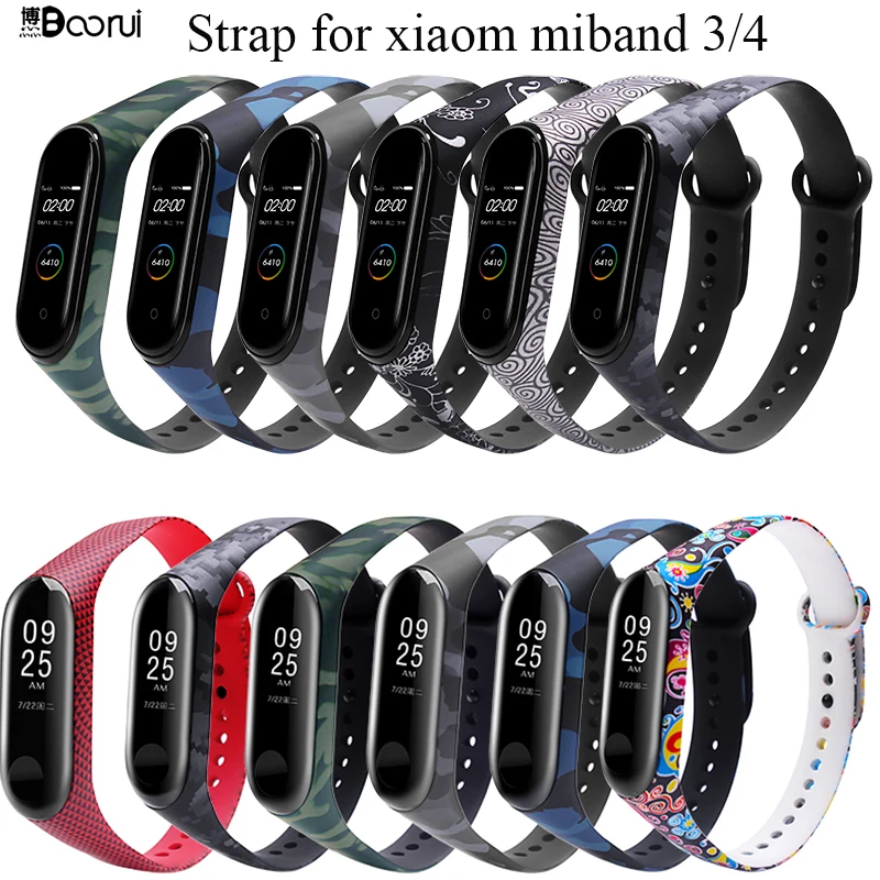 BOORUI Универсальный Miband 3 4 ремешок pulsera inteligente ремешок для xiaomi mi3 mi4 смарт-браслеты с разнообразными цветами