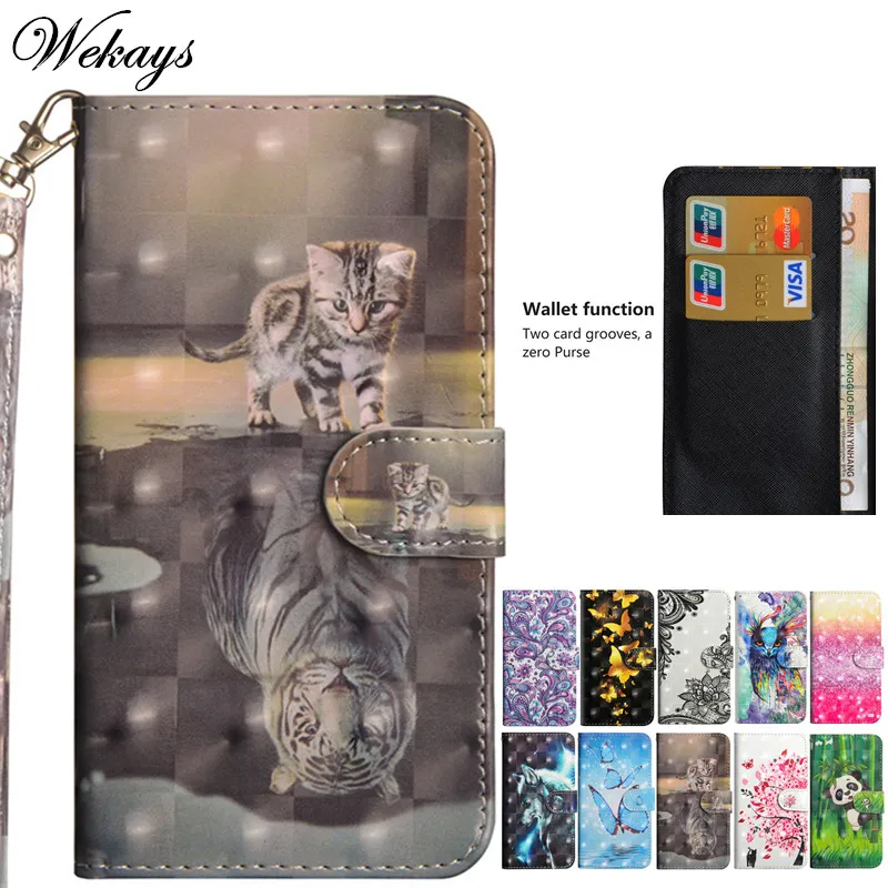 

Wekays Cover For Huawei P Smart Cute Cartoon 3D Cat Leather Fundas Case For Huawei Enjoy 7S Cover Case For Huawei P Smart Coque