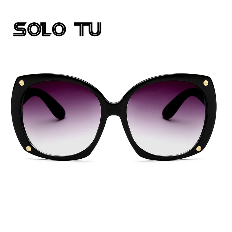 2017 женские негабаритные солнцезащитные очки черные Роскошные ретро большие