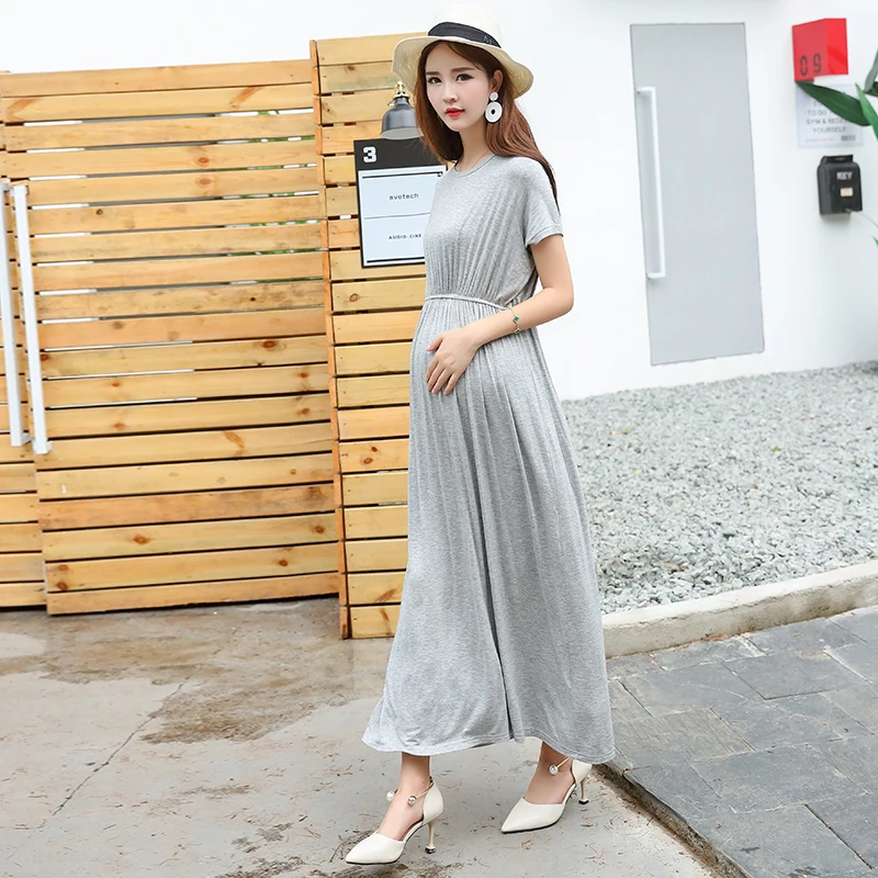 Плюс размер Модальные платья для беременных женщин одежда с коротким рукавом