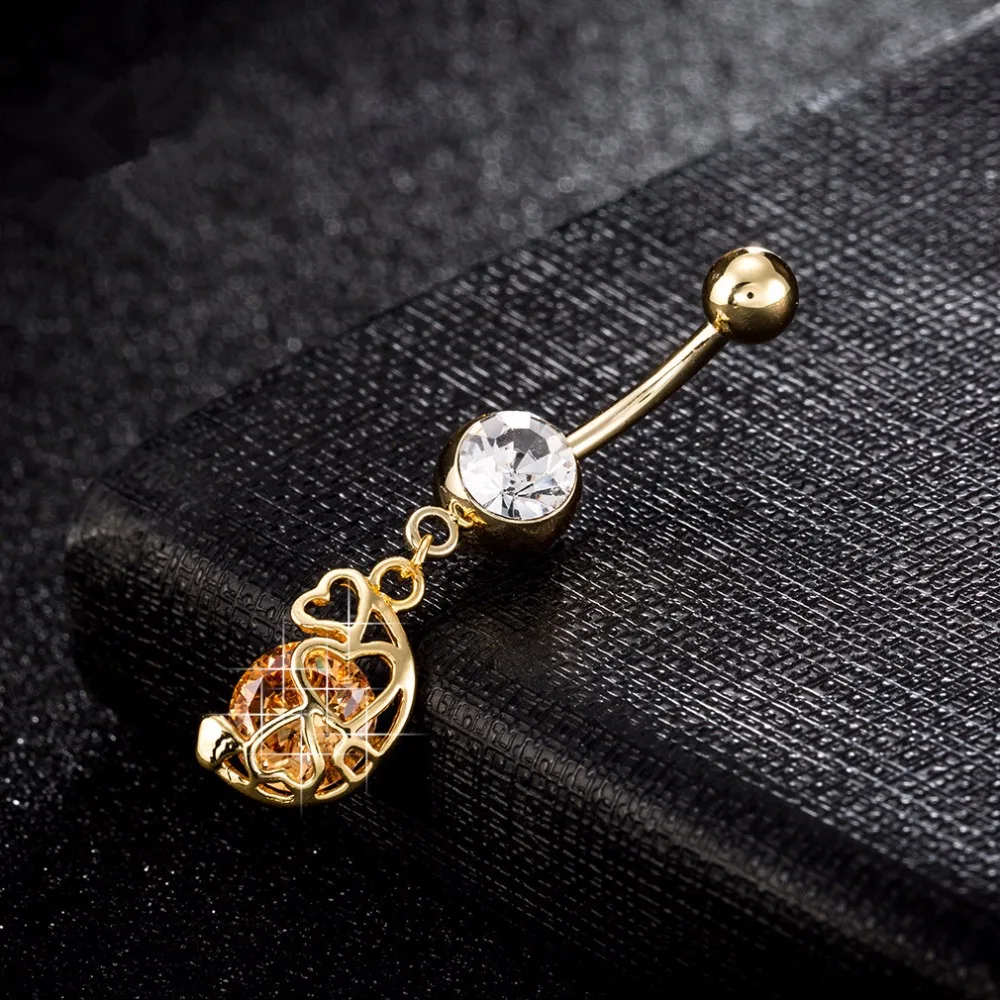 1PC Medical Steel Belly Button Rings Crystal Hollow Heart Piercing Navel Sex Body Jewelry Pircing | Украшения и аксессуары