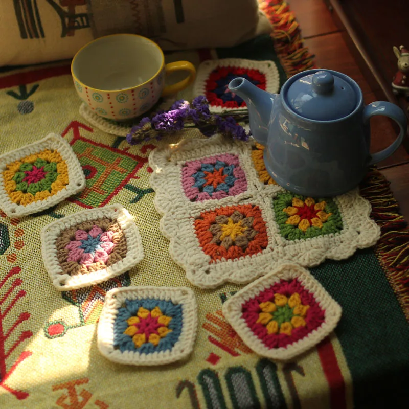 Вязаный чайник Cupmat термостойкий держатель для горшка коврик многоцветный 10