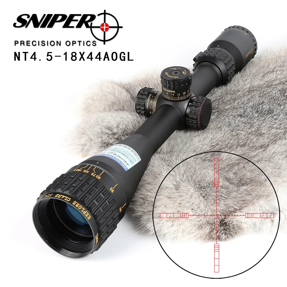 SNIPER NT 4,5-18X44 AOGL охотничьи оптические прицелы тактический оптический прицел полноразмерный стеклянный гравированный прицел с подсветкой RGB