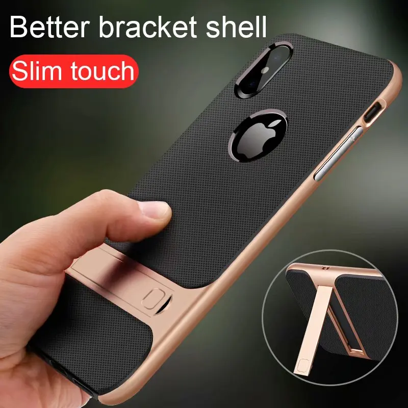 Чехол для Apple iphone XS Max XR X роскошный мягкий силиконовый + ПК с подставкой гибридная