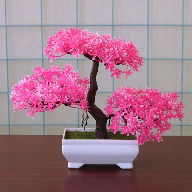 Флуоресцентный желтый Fake Artificial Plants Bonsai Potted Plant Mini Simulation Pine Tree Home Decor - Цвет: Флуоресцентный желтый