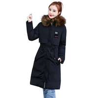2018 new fur collar winter parkas womens double sided hooded fur collar loose slim cotton coat solid color jacket