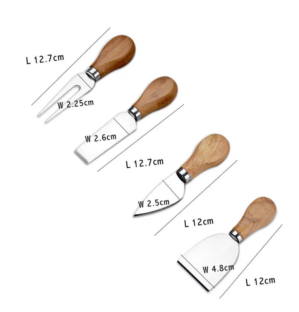 4 шт. Набор ножей бард набор дубовая бамбуковая деревянная ручка нож для сыра