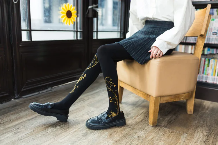 FENNASI Лолита милые колготки "кавай" Nylons леди сексуальные женские колготки с принтом бронзовые розовые черные колготки Косплей узоры
