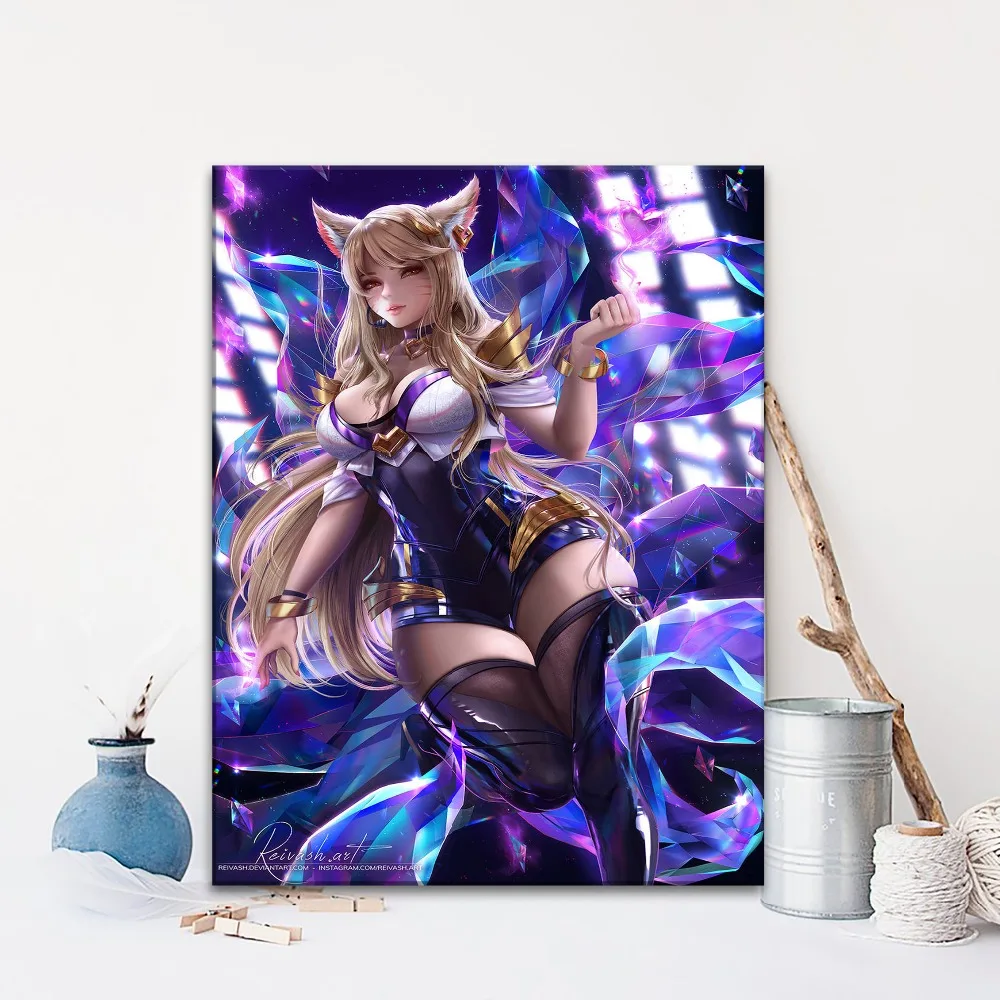 League Of Legends, сексуальная картина Ahri, современное произведение искусства, домашний декор, настенный Топ-рейтинг, холст, тип печати, 1 шт., стиль, игровой плакат