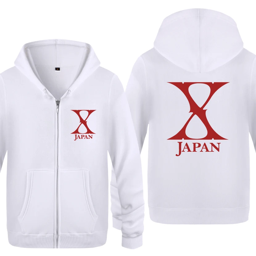 X-JAPAN рок-группа логотип толстовки Для мужчин Для мужчин флис молнии кардиганы толстовки с капюшоном