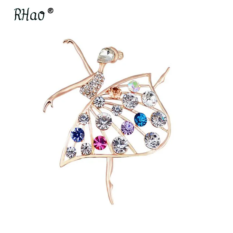 RHao Новинка танцующая девушка красочные хрустальные броши для женщин девушек