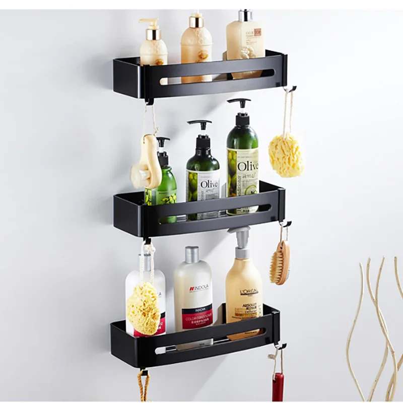 Без ногтей алюминиевая угловая полка в ванную для косметики с одним рычагом