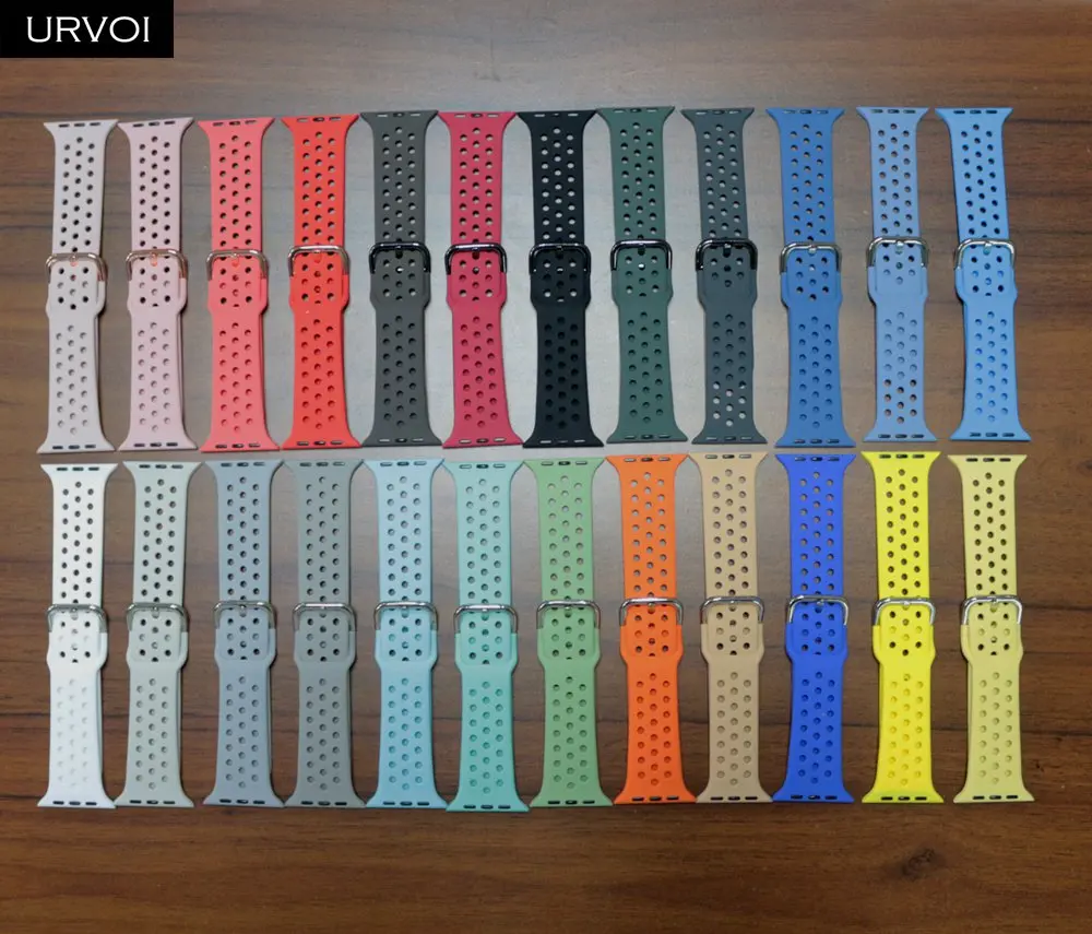 Ремешок URVOI для apple watch 7 6 SE 5 4 3 2 спортивный браслет iwatch 41 45 мм резиновый с