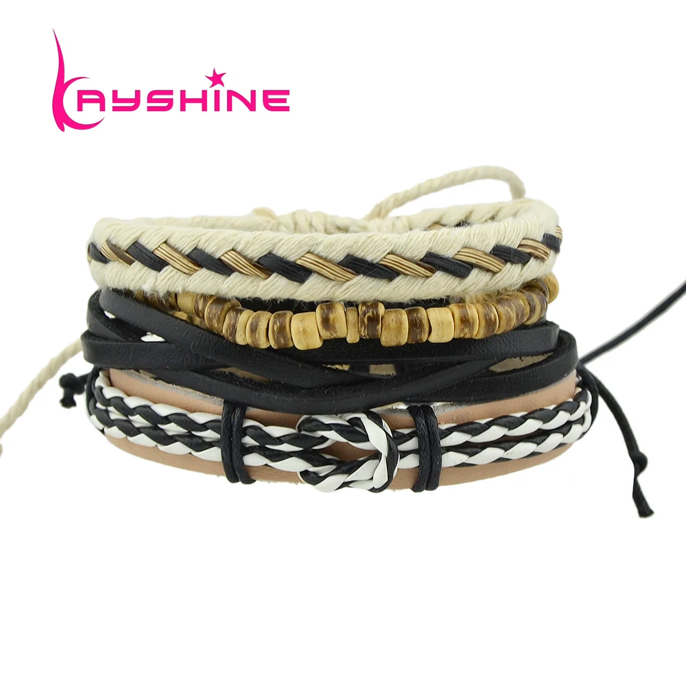 Kayshine 4 шт./компл. панк рок Стиль коричневый Бусины Белый Черный Мульти Слои Сеть