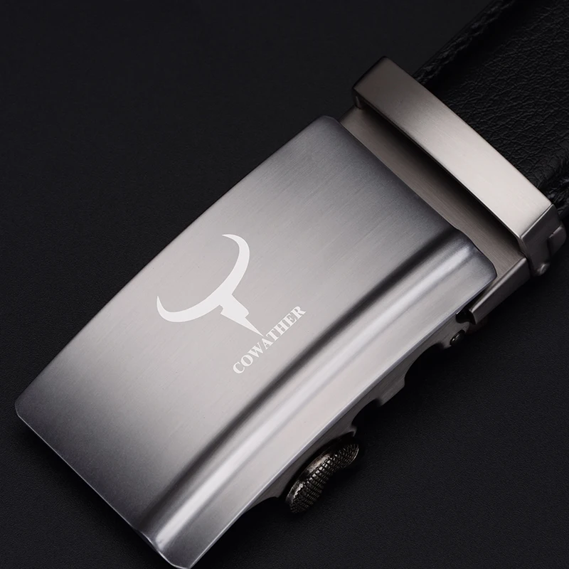 Ремень мужской из натуральной воловьей кожи с автоматической пряжкой сплава |