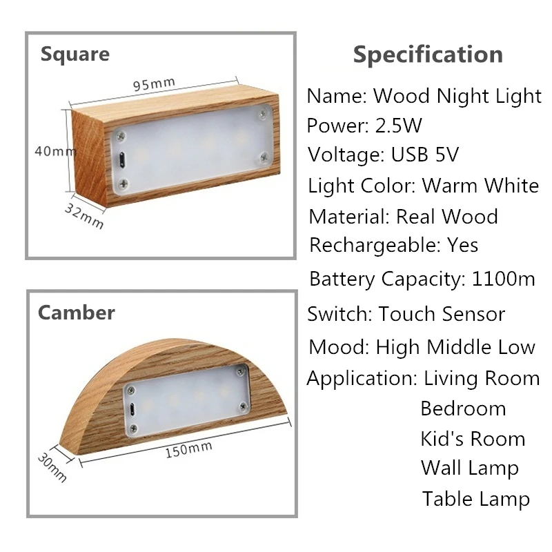 ReBlue ночник сенсорный датчик света USB Led 5 V перезаряжаемый настенный светильник из