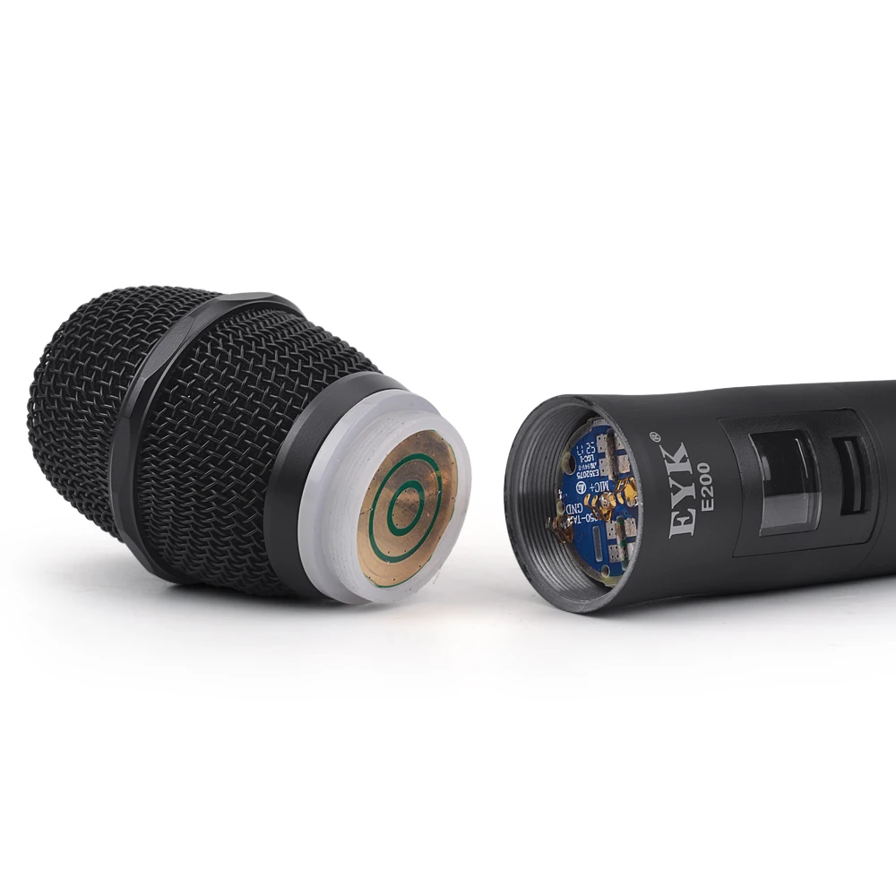 EYK E200 длинный диапазон UHF двухканальный Беспроводной микрофон Системы цельного металла ручной микрофон с новыми светильник дизайн для караоке