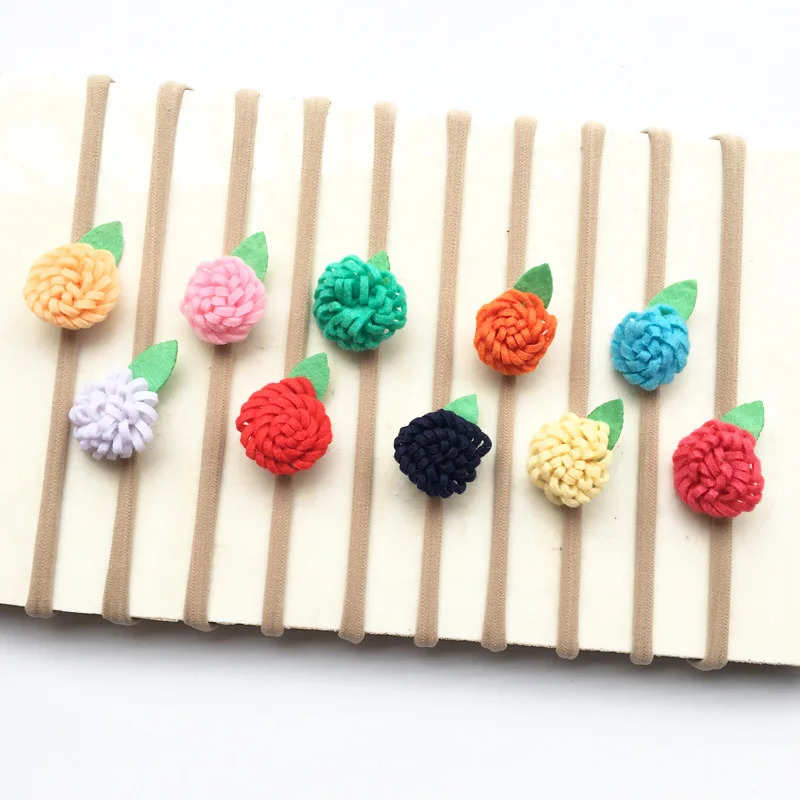 60 шт./лот Новое поступление повязка на голову с цветком для девочек нейлоновая