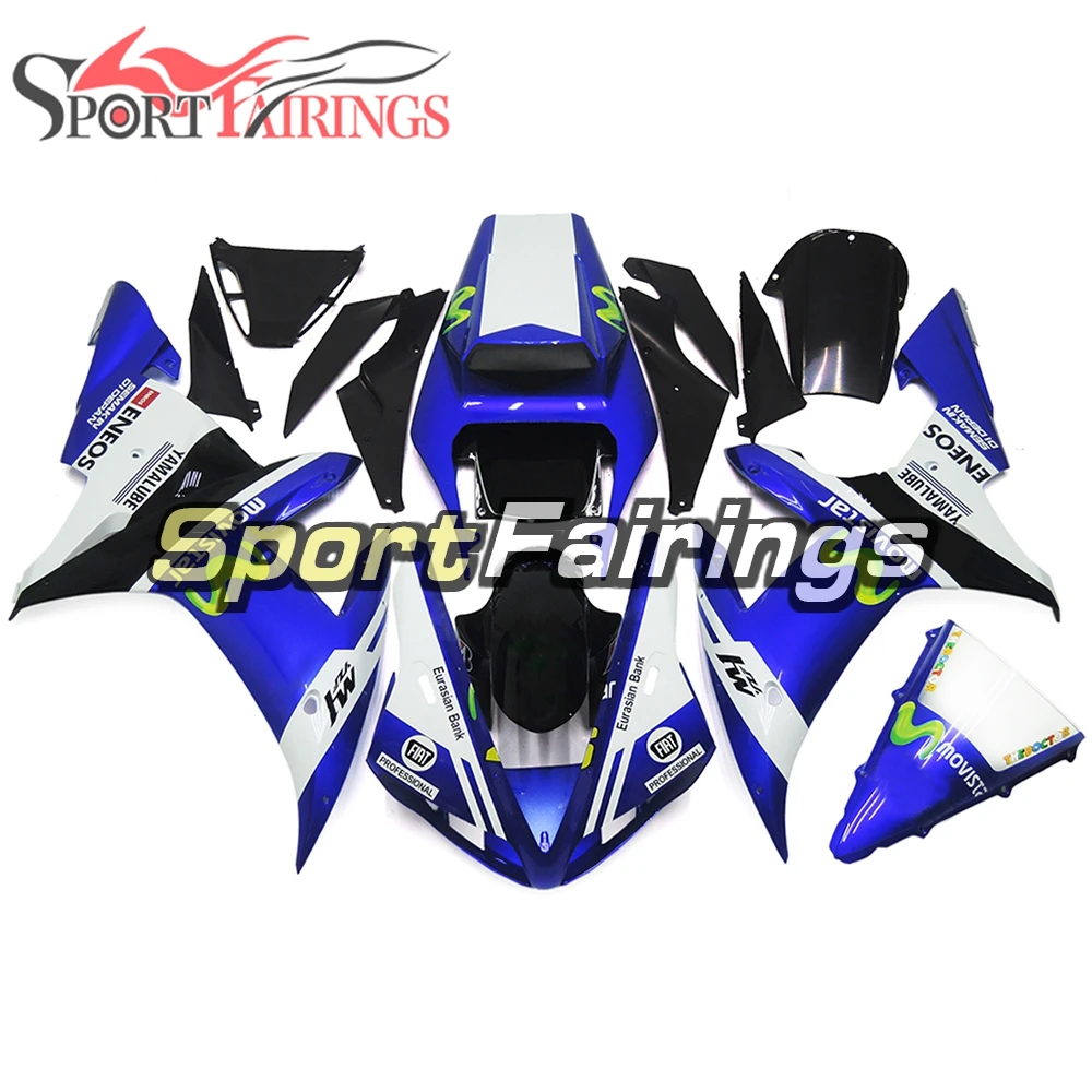 

Полный комплект для Yamaha YZF1000 2002 2003 ABS пластиковый Инжекционный корпус для мотоцикла R1 02 03 Carenes мотоцикл синий белый Cowling