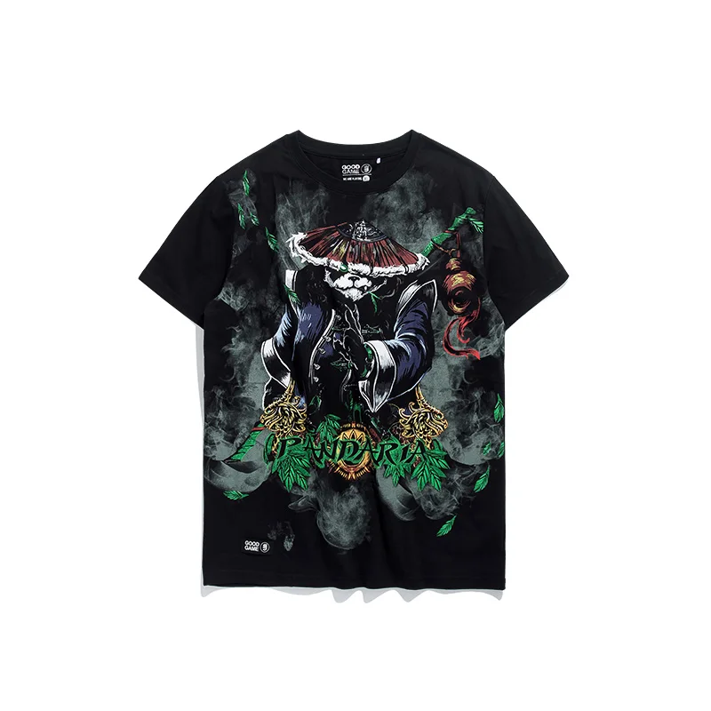 SizeM-3XL TEE7 Мужская Повседневная футболка с коротким рукавом Kungfu Panda хлопковый модный топ с принтом мужской с круглым воротником для фитнеса - Цвет: black
