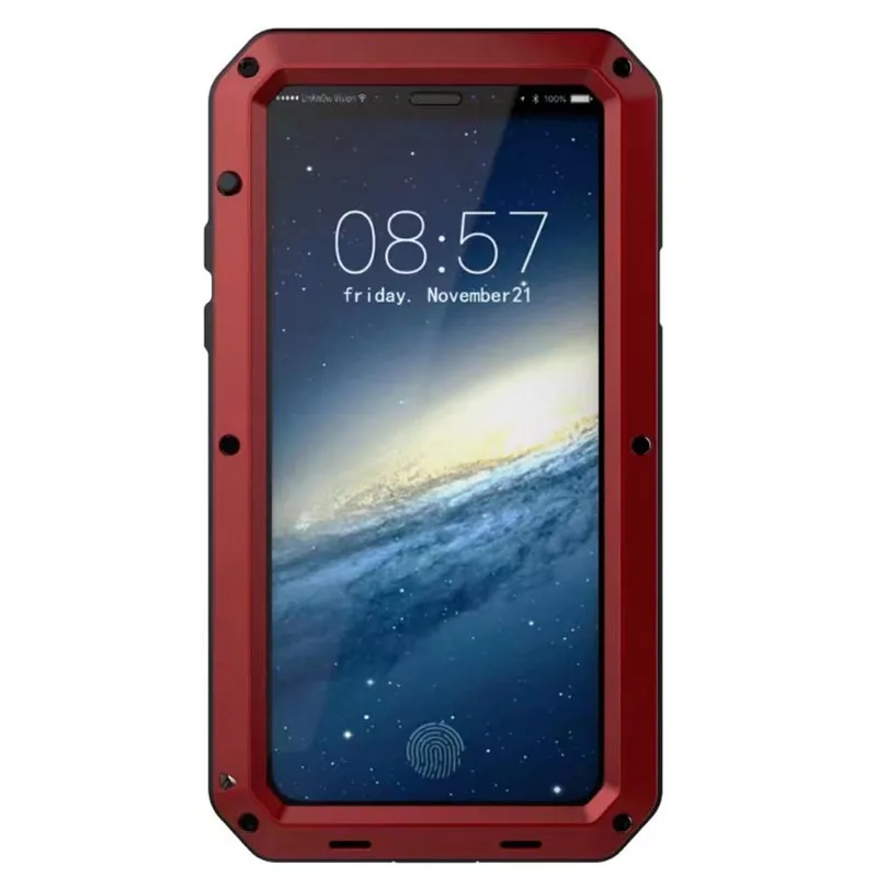 Сверхмощная защита Doom armor металлический алюминиевый Телефон чехол для iPhone 6 6S 7 8 Plus XS Max XR X 5s 5 ударопрочный водонепроницаемый чехол - Цвет: Red