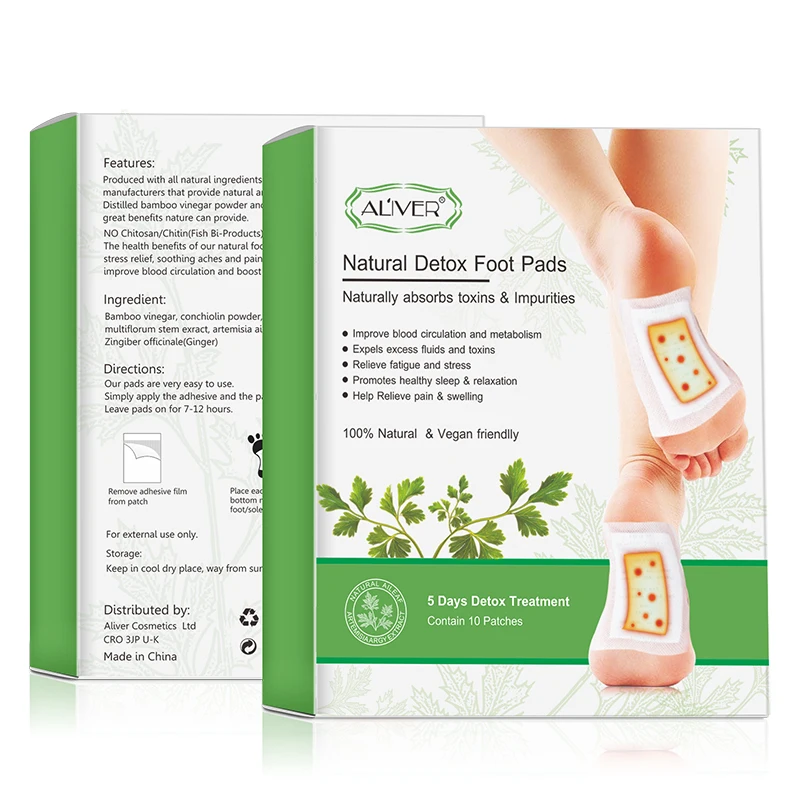 ALIVER 20 шт для 5 дней Детокс ноги патчи колодки тела токсинов ноги похудение Очищение травяной адгезив