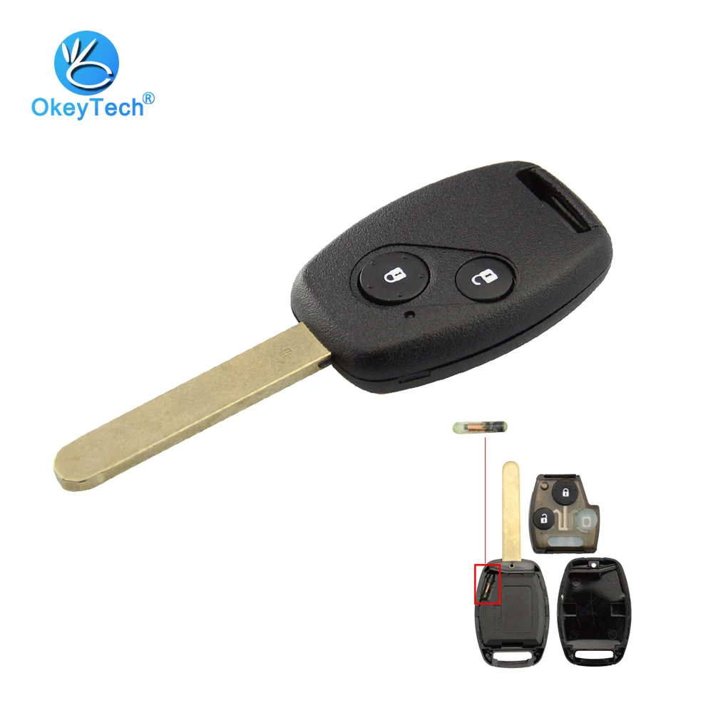 

OkeyTech Ignition Auto Car Key Fob 2 Button 433MHz ID46 Glass Chip Uncut Blade Remote Key for Honda CRV Accord 2008-2012 Model