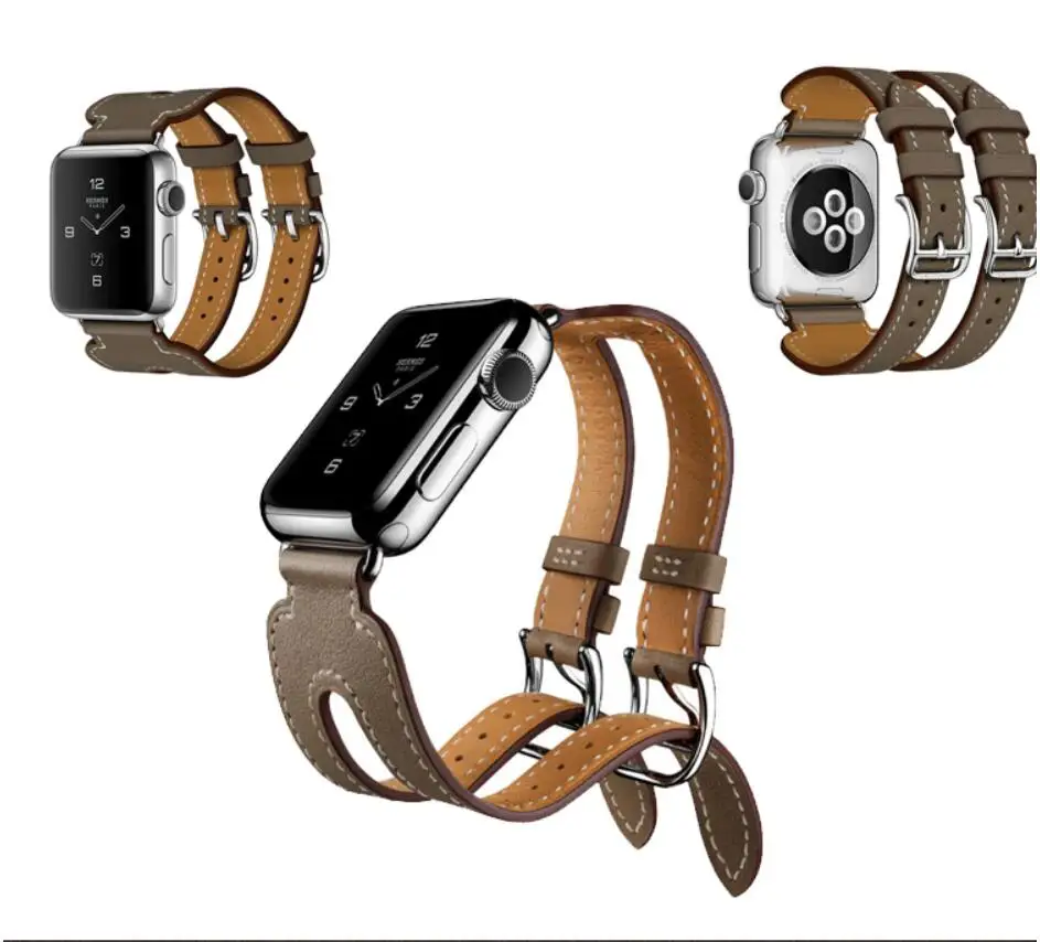 Серия 5/4/3/2/1 браслет из натуральной кожи с двойной пряжкой для Apple Watch 38 мм 40 42 44