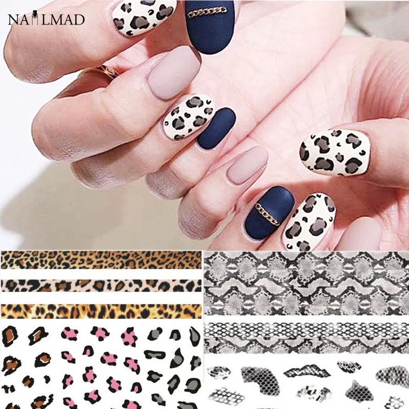 

1 Sheet Black/White Leopard Nail Art Water Transfer Stickers Decals Snake Skin Full Wraps Manicure Decoration DIY Accessory