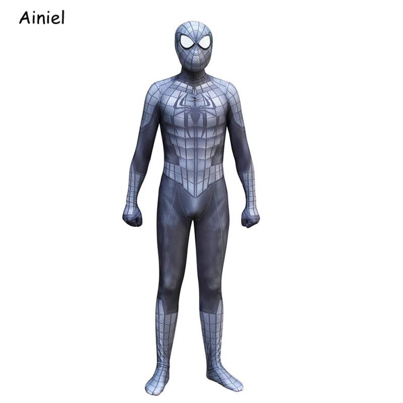 Черный костюм для косплея Tony Spider Homecoming боди из спандекса с 3D принтом Zentai детский