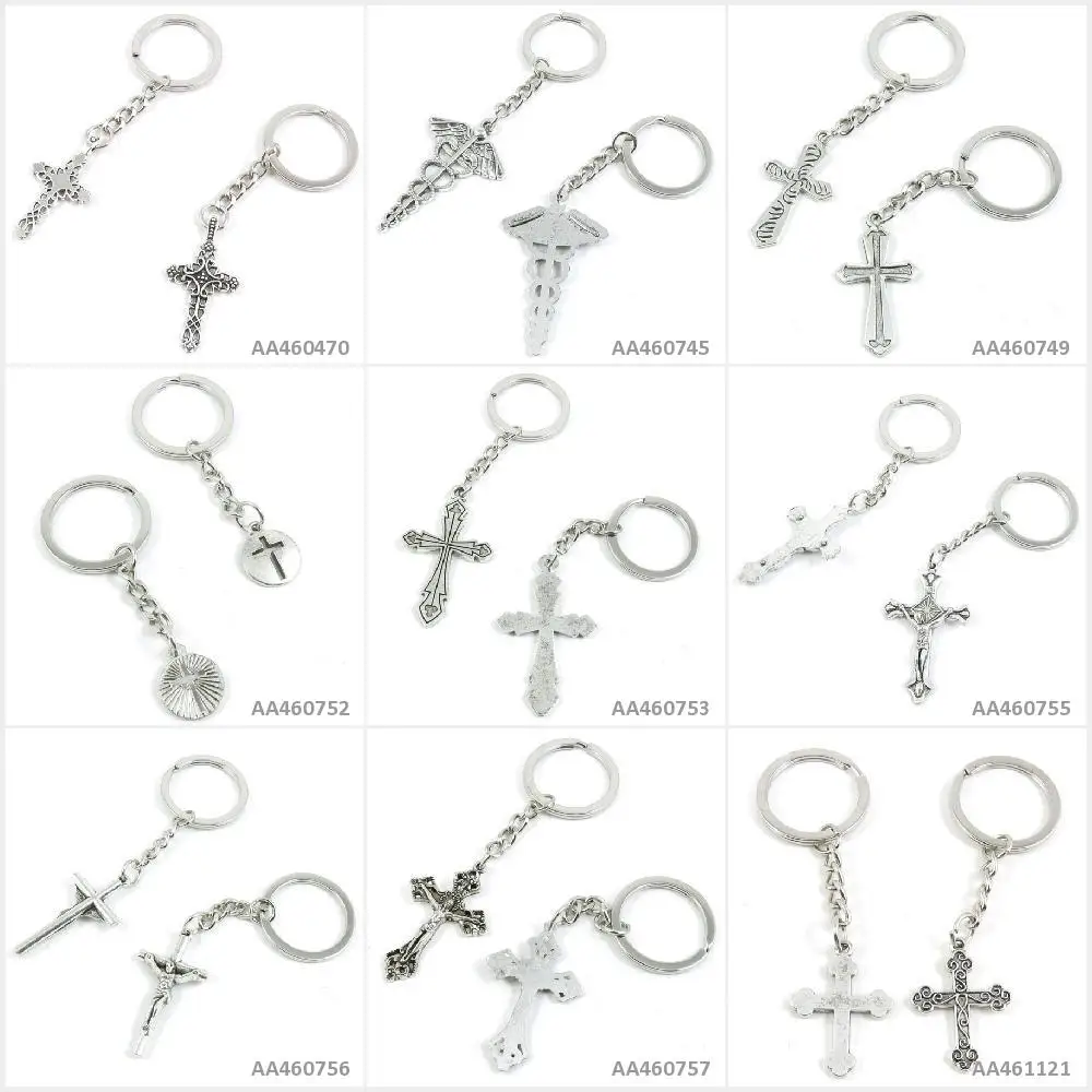 Антикварная подвеска в тон серебра виде брелок Keytag Латинский крест INRI Jesus тег