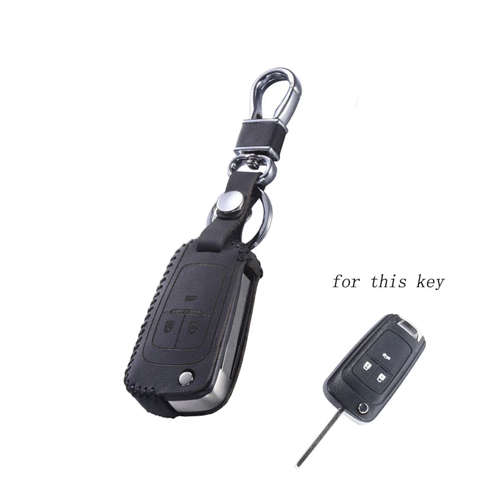 black Чехол для ключей из натуральной кожи для Vauxhall Opel Corsa Antara Meriva Zafira Insignia Mokka Chevrolet Trax Cruze Aveo Keybag Sleeve - Название цвета: black