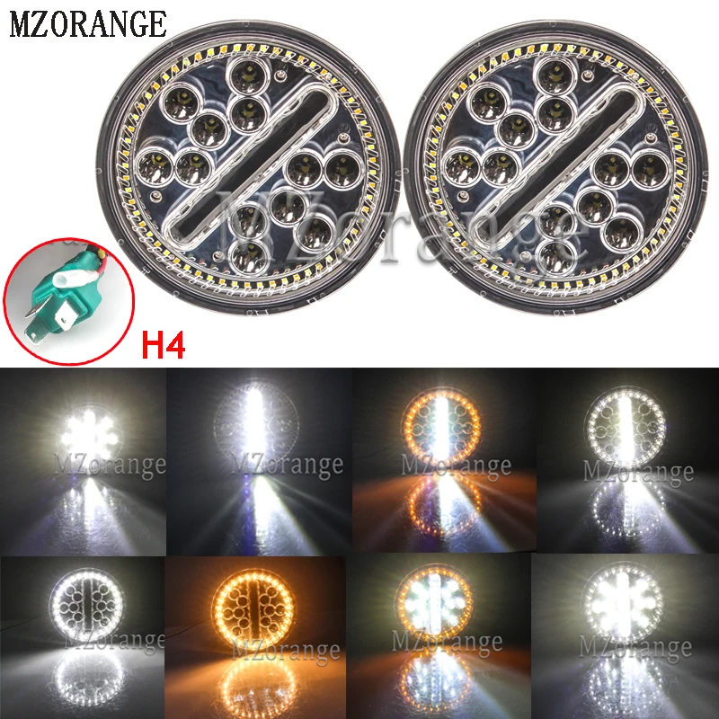 MZORANGE 7 дюймов круглый светодиодный светильник для автомобиля и мотоцикла 12-24 В светодиодный светильник с бусинами белый желтый светильник противотуманный светильник