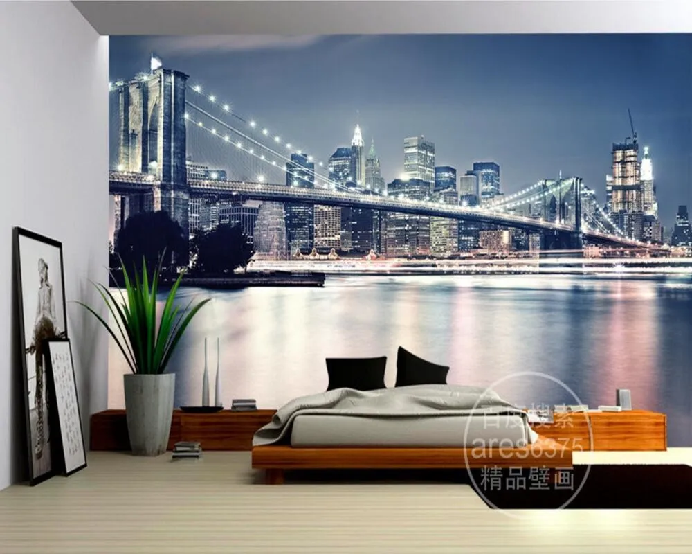 

Custom large murals,Modern fashion New York Bridge wallpaper,living room sofa TV wall boys bedroom wallpaper papel de parede