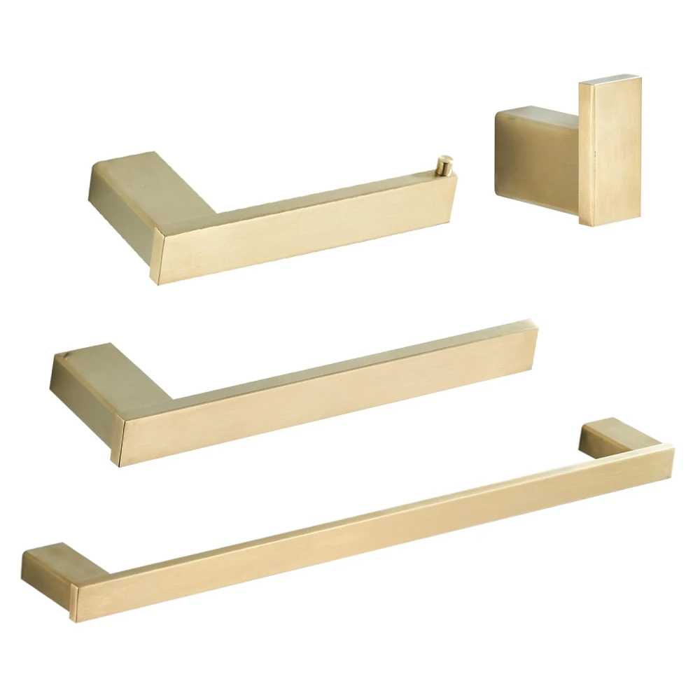 

Leyden Stainless Steel 4 Piece Bathroom Hardware Set Includes Towel bar,Towel Ring,Towel Hook,Toilet Paper Holder Brushed Gold