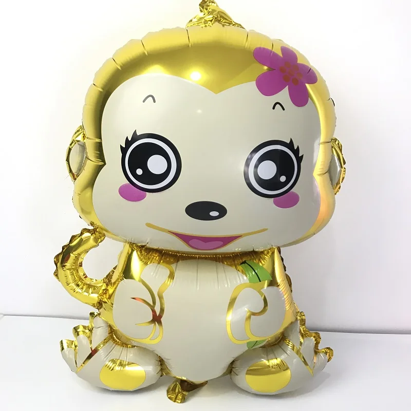 monkey Мультяшный воздушный шар из фольги в виде животного, панды, лисы, слона, бабочки, динозавра, гелиевые шары для детей, украшения для дня рождения, подарок - Цвет: monkey