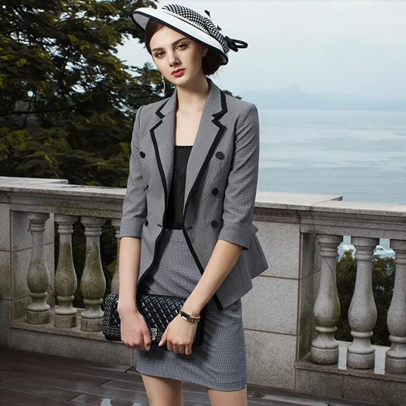 

Skirt Suits Women 2 Piece Set Office Lady Business Formal Work Blazer Coat and Mini Pencil Skirt Elegant OL Female Suit Clothing