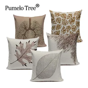 Наволочка для подушки с изображением листьев, наволочка для подушки, золотисто-белая, высокого качества, для дивана, для гостиной