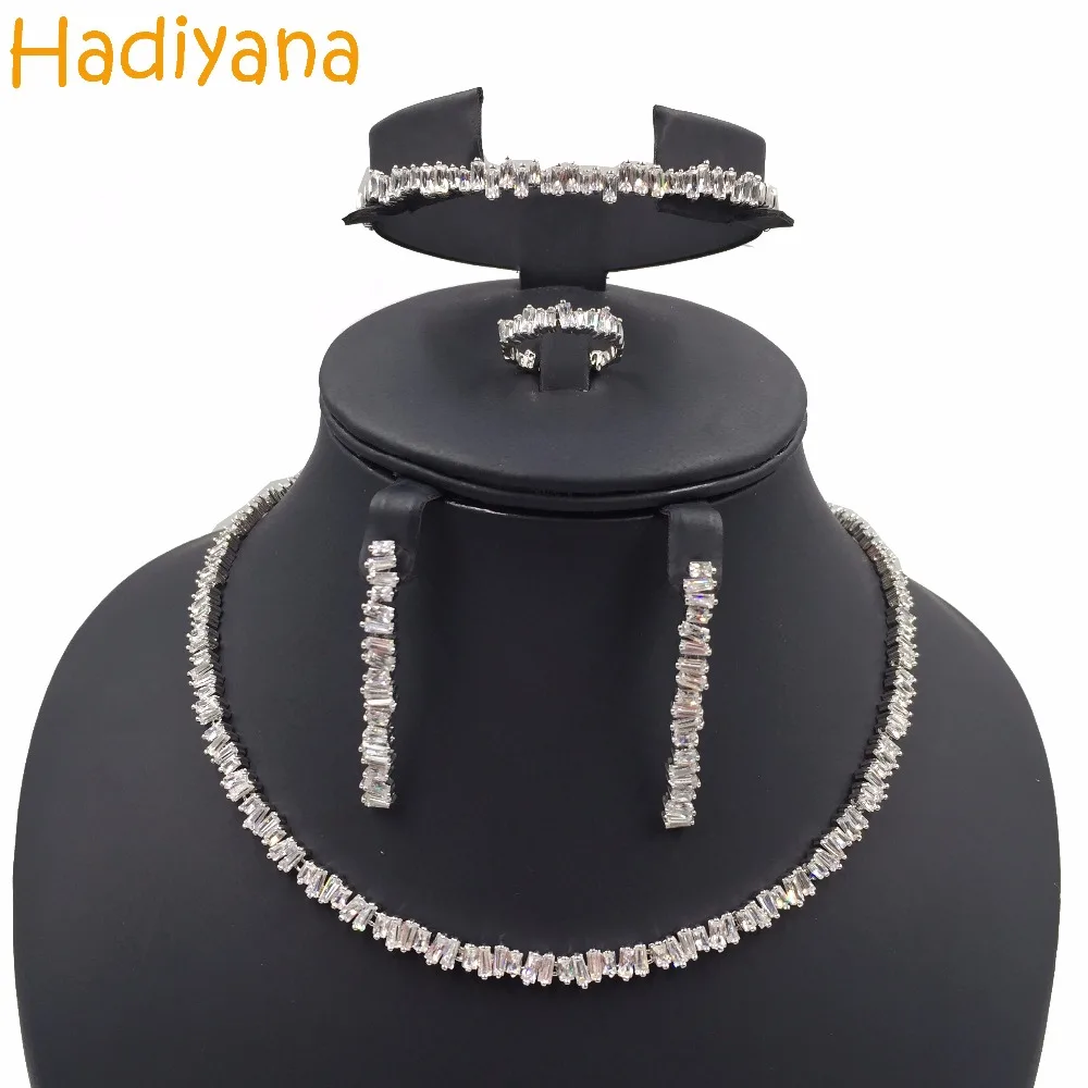 Hadiyana Sparking Pave кубический циркон Свадебный набор Высокое качество Кристалл 4 шт