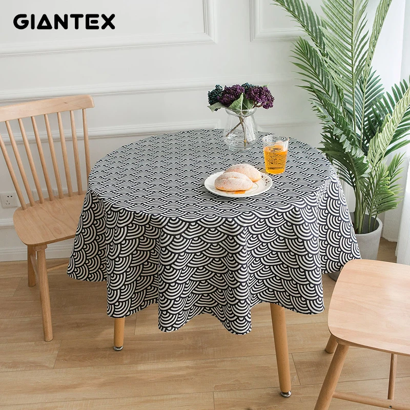 GIANTEX Декоративная скатерть из хлопка и льна, круглая скатерть, скатерть для обеденного стола, обрус Tafelkleed mantel mesa nappe