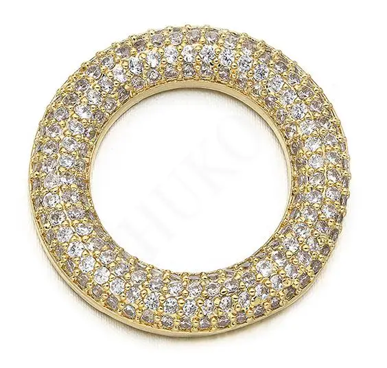24*24 мм Высокое качество ручной работы латунные кубические циркония Подвески-соединители DIY ювелирных изделий Изготовление, отверстие: 1,4 мм Модель: VS288 - Цвет: Gold