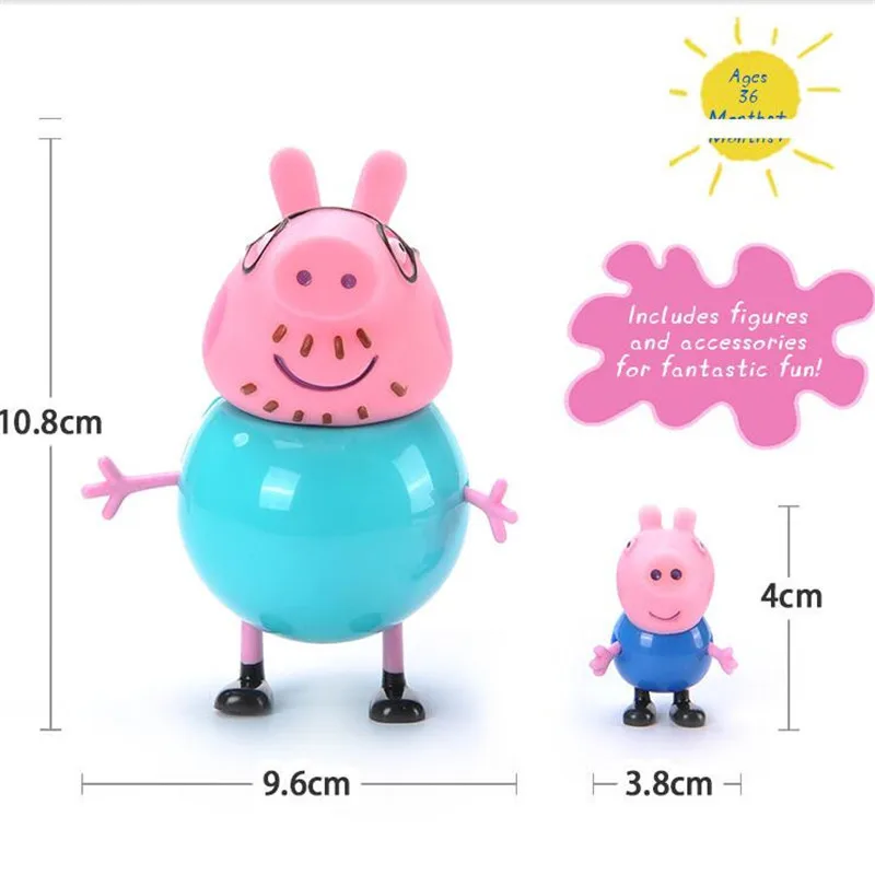 Peppa Pig 4 шт./компл. Джордж морская свинка семья из четырех папа мама фигурка модель Pelucia аниме игрушки для детей подарок