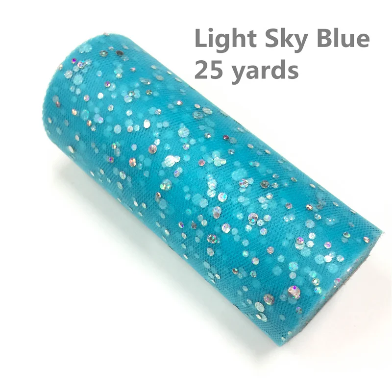 Light Sky Blue Блестящий рулон тюля с блестками 15 см* 22 м тюль рулон катушка юбка пачка Свадебная отделка органзы лазер DIY день рождения поставки - Цвет: Light Sky Blue
