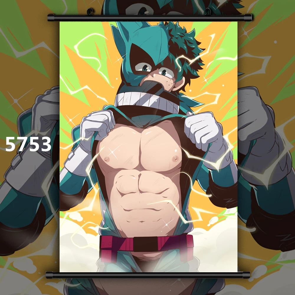 5753 Boku no My Hero Academy Bakugou Katsuki Todoroki Shoto Midoriya Izuku Аниме Манга настенный плакат свиток D - Цвет: 5753